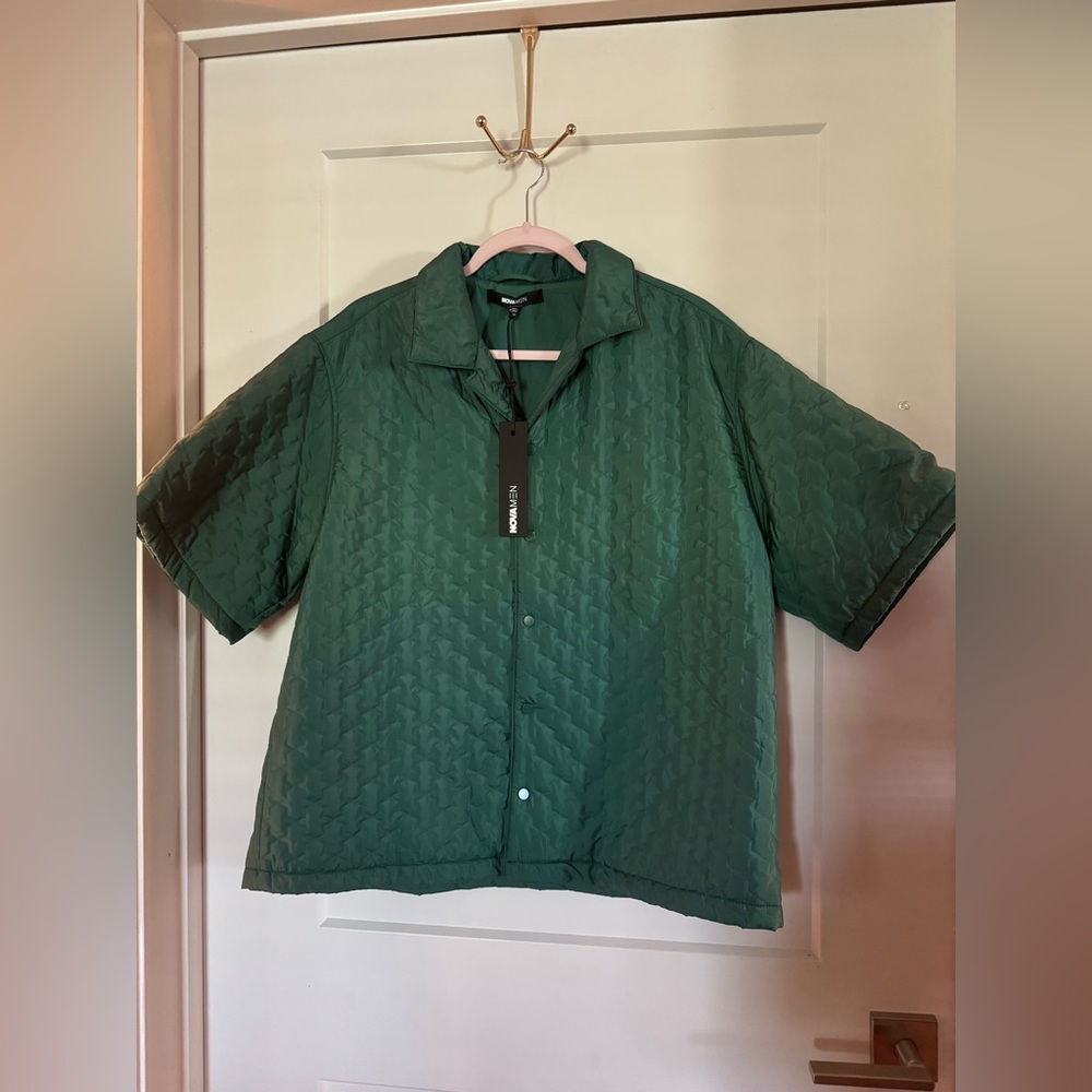 FashionNova Men Retro-Crop Quilted Shirt